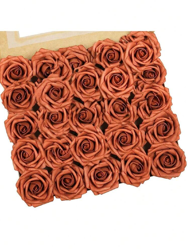 5/10/15/20/25/30pcs Real Looking Fake Roses Stem For DIY Wedding Bouquets Centerpieces Arrangements Party Baby Shower Home Decorations OPP Bag Packaging (Excluding Box), Valentine Day, Gift Gifts Birthday Graduation - Orange - View 1