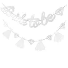 Gold Sliver And Rose Gold Bride To Be Banner Sign Double Sided Glitter Paper 3D Wedding Dress Rhinestone Bride Garland For Bridal Shower Engagement Wedding Bachelorette Just Married Party Decorations Supplies