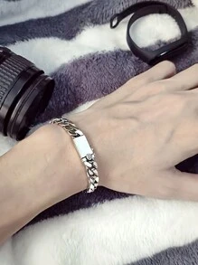 1 Fashion Custom Bracelet, Personalized Men's Fashion Metal Text Engraving Custom Bracelet