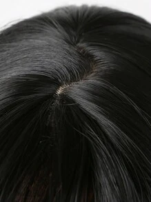 Pelucas negras largas y rectas con flequillo para mujer, peluca de pelo sintético de aspecto Natural en capas negras de 24 pulgadas para fiesta diaria, Cosplay