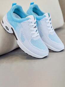 Tenis Zapatilla Transpirable De Mujer Para Verano De Moda, Zapatos Tenis Cómodos Casuales De Suela Gruesa Para Mujer,Zapatos de correr para mujer, zapatillas deportivas transpirables, Zapatillas Ortopédicas para Mujer,ligeras, tenis con amortiguación, de caña baja, calzado para caminar, fitness, con cordones, para caminar, gimnasio, trotar, fitness, casual - Azul - Ver 3