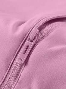 1pc Women's Sportswear Jacket With Detachable Hood, Wind-Resistant Hooded Windbreaker For Running, Hiking, Outdoor Sports, Spring/Autumn