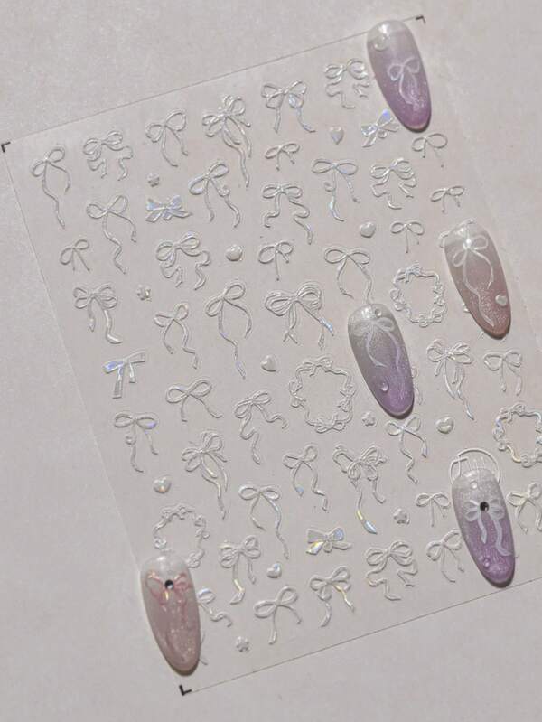 1pc 5D Nail Art Stickers Pink White Black Bowknot Ribbon Bowknot Self Adhesive Nail Art Decoration Sticker Manicure Decal