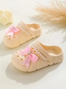 HOEASE 1 Paar Mädchen Mode leichte atmungsaktive Lässig Slip-On Gartenscuhe, weiche elastische EVA Laufsohle, geeignet für Innen- und Außenbereich, ganzjährig