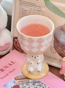 1 件兔子高脚杯，可爱手绘甜点杯，咖啡杯，情人节和新年礼物，节日礼物 - 彩色 - 查看 5