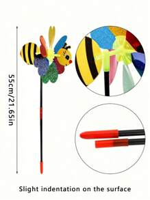 2pcs-Cartoon 3D Sequins Colorful Windmill Insect Bee Windmill, Garden Windmill, Insect Bee, Home Courtyard Decoration Spring And Summer Garden Decorations - Perfect Birthday Gift For Outdoor Games And Decoration, Patio Garden Lawn Terrace Outdoor Decor, Gift - Multicolor - View 5