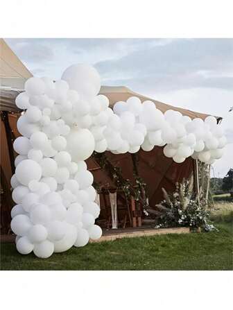 100pcs/Set White Latex Balloon Chain, Bridal Wedding Party Decoration Supplies, Christmas