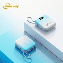 WINSWAY 10000mAh Mini Gradient Color Mobile Power Bank, 22.5W Fast Charging, USB C Input/Output With Intelligent LED Display, Compatible With Phone 17 16 15 14 X, Android,IPad. Essential Gifts For Female Friends - Blue - View 2