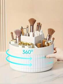 1 件化妆品收纳盒 - 化妆品展示柜 - 宿舍桌面收纳盒，带旋转化妆品定制、眉笔架收纳架、学生用品、最佳情人节礼物和返校季节