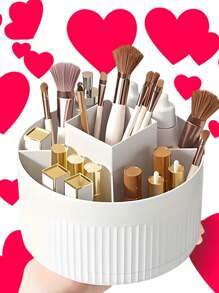 1 件化妆品收纳盒 - 化妆品展示柜 - 宿舍桌面收纳盒，带旋转化妆品定制、眉笔架收纳架、学生用品、最佳情人节礼物和返校季节