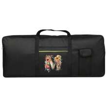 1 bolso de teclado de instrumento con estampado floral y letras, bolso protector de almacenamiento para teclado portátil a prueba de agua, con asa de transporte, funda anti-golpes para piano electrónico, ideal para viajes y almacenamiento en el hogar, de 61 teclas, con bolsillos dobles y protección completa contra el polvo