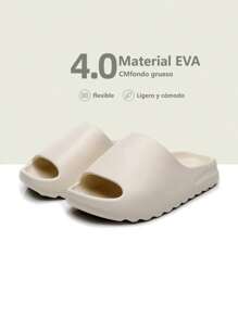 Zapatillas de casa de mujer, de moda y casuales, material EVA, adecuadas para vacaciones diarias, playa, ducha - Blanco - Ver 6