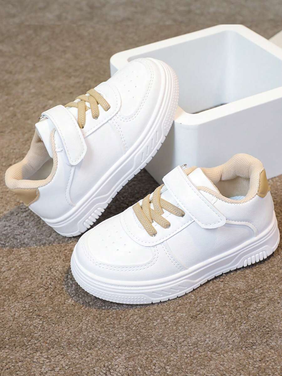 Zapatillas deportivas informales planas y cómodas con para bebés/niños pequeños, zapatos de running ligeros adecuados para actividades al aire libre todo el año - Caqui - Ver 1