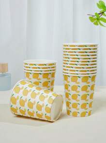 10/25, 9-Ounce Paper Cup, Cartoon Bee Theme/Fresh Lemon Theme, Disposable Bathroom Cup, Mouthwash Cup, Paper Sample Cup, Disposable Drinking Cup, Party, Home And Office Paper Cup, Reception Guests, Friends, Disposable Espresso Cup, Water, Juice, Candy And Snack Cup, New Mother Bath, New Year's Gift, Suitable For Various Festivals - Multicolor - View 7