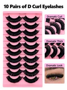Rikuaild 10 Pairs D Curl Fluffy Thick Russian Strip Lashes Mega Volume Faux Mink Lashes Eye Lifting Look Extension Dramatic Look Full Eyelash Strip Strip Lashes, Lashes, Eyelashes, Fake Lashes
