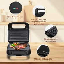 Electric Sandwich Maker Waffle Maker 4 In 1 Non-Stick Black - Black - View 5