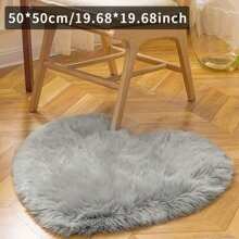 1pc Long Plush Faux Wool Gray Heart Shaped Area Rug, Soft Non-Slip Carpet For Living Room, Bedroom, Study