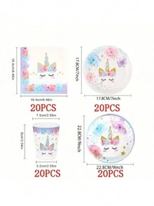10 件套独角兽派对用品套装 7/9 英寸紫色花朵独角兽和花朵图案一次性纸盘、独角兽生日派对纸巾、纸杯、独角兽盘子派对用品适用于春季茶会新娘送礼会装饰 - 彩色 - 查看 13