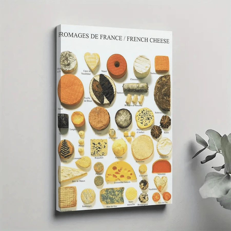 Aesthetic Poster Wall Poster Food Poster The Kitchen Posters FRENCH CHEESE Canvas Painting Posters And Prints Wall Art Pictures For Living Room Bedroom Decor Canvas Art Poster And Wall Art Picture Pri - Multicolor - View 1