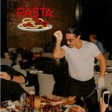 1pc Pasta Neon Sign For Wall Decor, LED Business Sign For Shop, Bedroom, Ideal Gift For Italian Pasta Restaurant Lover, 5V Power Adapter, Dimmable, 16*10.6 Inch (Red + White)