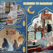 Decorazioni per il Ramadan, cartello in legno appeso per il Ramadan, decorazione in legno "Ramadan Kareem" per feste islamiche del Ramadan