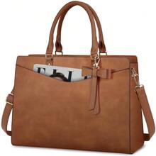 Laptop Bag Women 15.6 Inch Shopper Bag Large Handbag With Wallet Work Bag Briefcase PU Leather Teacher Bag Business Bag - 擦色復古棕色 - 查看 1