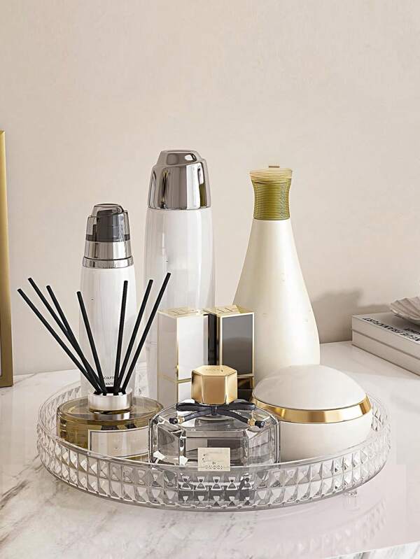 1 Stück 360° drehbarer Schmuckhalter, transparenter Make-up Organizer, tragbarer Kosmetik Aufbewahrungsständer, drehbare Ablage für Badezimmer, Lazy Susan Präsentationsständer, geeignet zur Aufbewahrung und Sortierung von Schreibtisch und Kommode, Aufbewahrung von Kosmetik, Pflegeprodukten, Haraccessoires, Parfüm, Schmuck, Tischdekoration, Schreibtischdekoration, Heimdekoration, perfektes Geschenkset, Make-up Tasche, Kulturtasche, Schreibtischorganizer, Kosmetiktasche, Make-up Beutel, Schmuckkasten, Beutel, Make-up Pinselhalter, Pinselhalter, Parfümorganizer, Beuteltasche