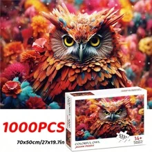 Adults 1000PCS Jigsaw Puzzle Toys For Home Decoration, Colorful Seashell Sea-Stars Artwork Glass Puzzle Tree Of Life Puzzles, 70x50cm Big Size AICG Owl Family White Puzzle Toys Gifts For New Years Valentine's Day