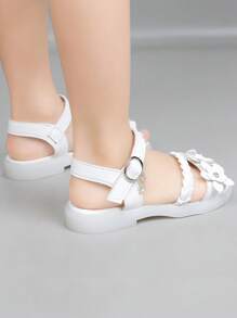 Sandalias para niñas, nuevos zapatos de verano de suela plana con punta abierta, zapatos de princesa de suela suave de moda para niñas pequeñas