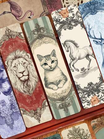 1 包/30 个经典复古动物书签、学生阅读礼物、优雅书签、创意阅读装饰留言卡、书页夹、学校用品、返校