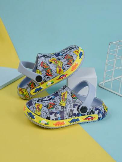 Scarpe casual estive per ragazzi, con fondo morbido, con buco a forma di dinosauro
