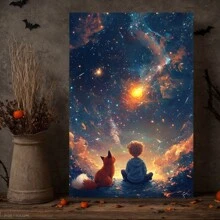 Galaxy Night Canvas Art, Modern Style Poster, Suitable For Home, Office, And Cafe Wall Decor