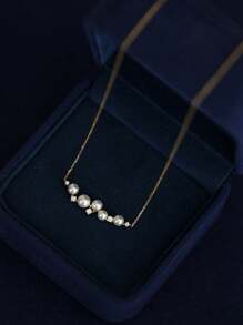 falinne 1pc Versatile Pearl Zirconia Galaxy Pendant, 2025 New S925 Silver High-End Designed Delicate Clavicle Necklace, Ideal Valentine's Day, Birthday Gift For Girlfriend, Women, Weddings