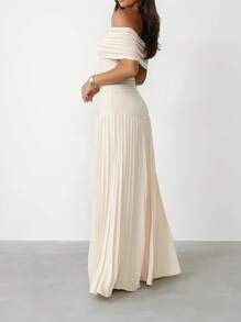 Lady Sexy Cold-Shoulder Bodycon Pleated Lace Party Evening Club Wear Long Dress,Summer Dresses For Women 2025 Dressy Casual,Elegant Dresses For Women 2025