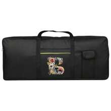 1 bolso de teclado de instrumento con estampado floral y letras, bolso protector de almacenamiento para teclado portátil a prueba de agua, con asa de transporte, funda anti-golpes para piano electrónico, ideal para viajes y almacenamiento en el hogar, de 61 teclas, con bolsillos dobles y protección completa contra el polvo