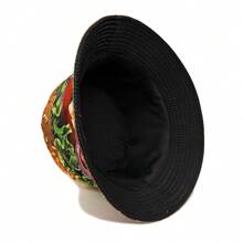 Sombrero de cubo con estampado 3D de hamburguesa, sombrero unisex de hip hop reversible para uso al aire libre