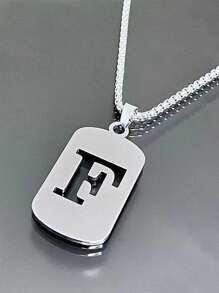 1 件 A-Z 26 个字母吊坠项链，钛钢链，男女通用学生情侣配饰，简约百搭设计，