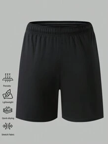 1pc Spring And Summer Quick Dry Men's Sports Shorts Loose Fit Breathable Wicking Gym Basketball Training Shorts With Pockets And Drawstrings Suitable For Running And Exercise - Black - View 3