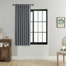 1 件或 2 件尺寸选项 支撑式窗帘 / 杆袋式窗帘板 / 可使用夹子 / 遮光窗帘，纯色隔热遮光窗帘，适用于客厅、办公室、卧室，适用于各种空间 - 深灰色 - 查看 27