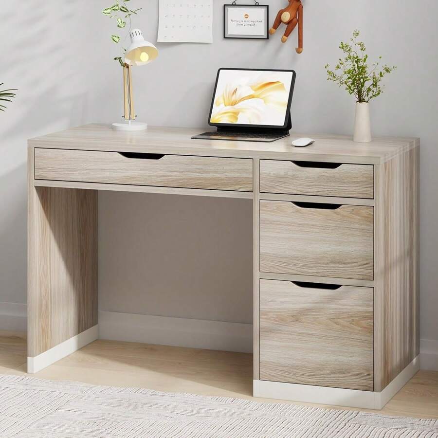Writing Desk Wood Computer Desk With 4 Drawers For Home Office,Study ...
