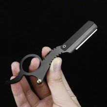 Men's Hair Clipper & Shaver, 1 Pc Straight Edge Trimmer With Replaceable Blades, Stainless Steel Folding Manual Razor, Beard Grooming Tool Suitable For Professional Salon SPA Beauty Parlor, Shaving, Precision Trimming, Eyebrow Grooming