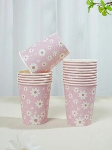 10/25/50, 9-Ounce Paper Cups, Fresh Floral Theme, Disposable Bathroom Cups, Mouthwash Cups, Paper Sample Cups, Disposable Drinking Cups, Party, Home And Office Paper Cups, Reception Guests, Friends, Disposable Espresso Cups, Water, Juice, Candy And Snack Cups, New Mom Bath, New Year Gifts, Suitable For Various Holidays - Multicolor - View 8
