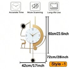 1 pieza Reloj de pared oscilante dorado, de gran tamaño, de metal, con movimiento silencioso, estilo pastoril para decoración de jardín, reloj moderno y creativo para uso en interiores y exteriores, decoración de habitación, decoración de dormitorio, decoración de vuelta al colegio, decoración del hogar