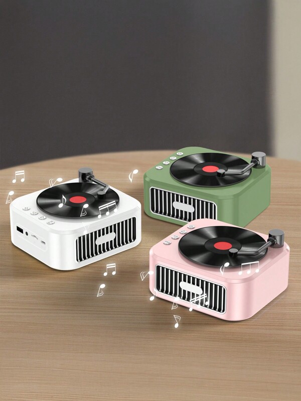 1 Pc Vinyl Record Player Retro Wireless Speaker, Heavy Bass, High Sound Quality, Long Battery Life, With Radio Function, Suitable For Family Gatherings, Outdoor Travel, Camping