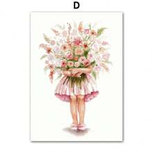 1 pieza Pintura en lienzo de arte de pared con unicornio en un columpio de flores acuarela, castillo, pósteres e impresiones, decoración de pared sin marco