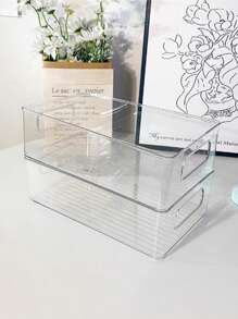 1pc Desktop Storage Box, Transparent Acrylic Cosmetic Organizer Tray, Home & Beauty Products, Snacks, Sundries Storage Rack, Cot Accessories, Hospital Bag Essentials, Grey Storage Basket, Basket Small, Home Storage, Bathroom Storage, Kitchen Basket