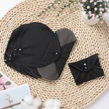 Different Size Solid Black Cloth Pads For Girl Overnight Reusable Heavy Flow Pads