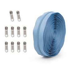 1 套 = 450 厘米拉链 + 10 个拉链头，3# 尼龙拉链，10 种颜色，带银灰色拉链头，适用于服装、箱包、户外帐篷等。