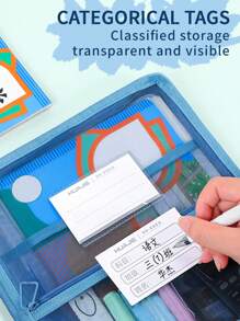 1 件 L 型主题文件袋，创意透明网状拉链学生试卷收纳袋