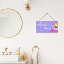 1Pc No Lanyard Cute Cartoon Princess Customized Name Wall Hanging Sign For Home Art Decor Personalized Art Plaque Bedroom Decor,A Gift For A Girl